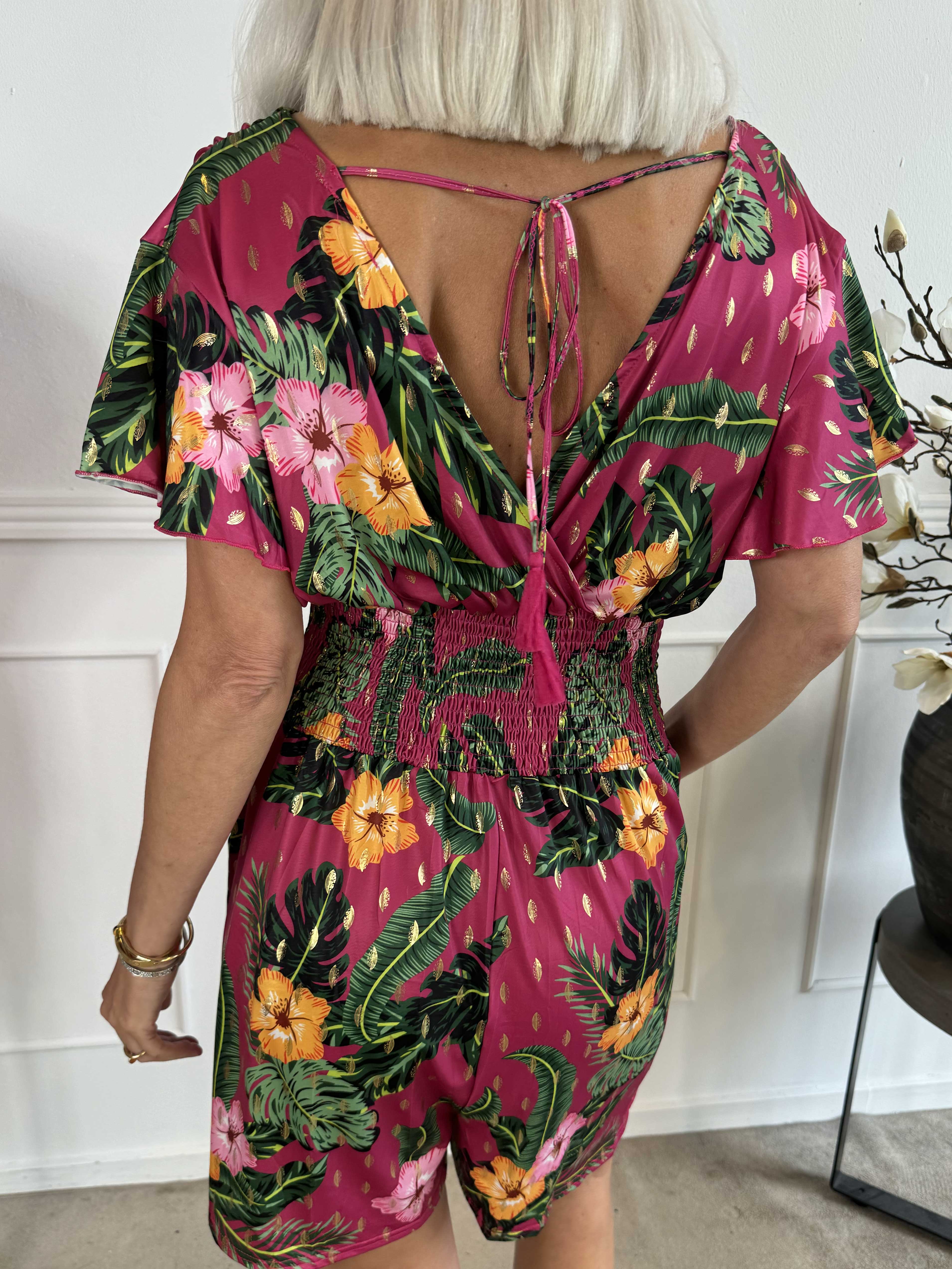Pams Flower Playsuit - Elastisk playsuit med fickor